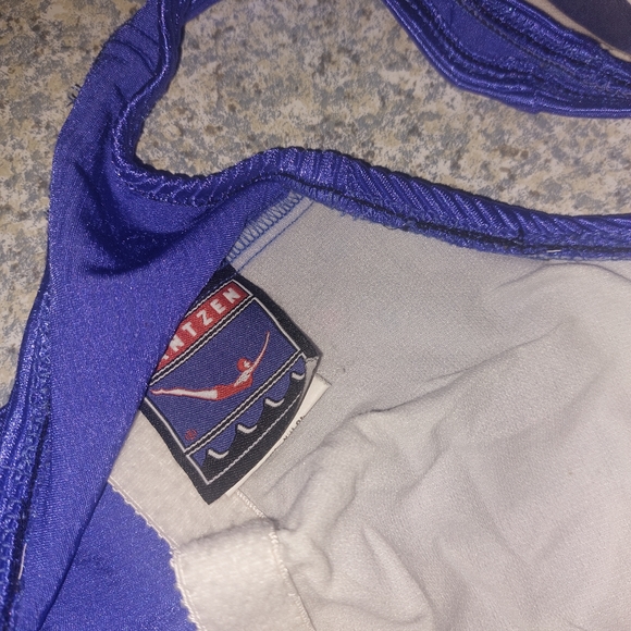 Vintage Jantzen Ribbed Blue One-piece Swimsuit - Picture 4 of 5